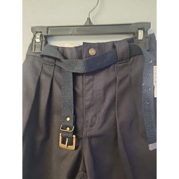 Vintage Bugle Boy Pleated Khaki Pants Boys 7x Easy Care No Wrinkle Navy Blue‎ - Picture 2 of 8